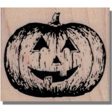 Mounted Rubber Stamp, Pumpkin, Halloween,Smiling,Fall,Harvest,Jack O Lantern,Sm