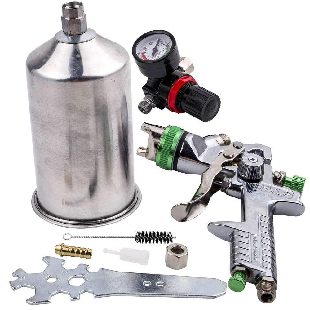 1L HVLP Spray Gun 2.5mm Auto Paint Gravity Feed Gauge Nozzle Silver Quality New