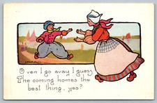 Postcard Over I Go Away I Guess Dutch Childre...