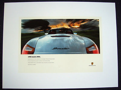PORSCHE OFFICIAL ORIGINAL 986 BOXSTER SHOWROOM '1956 MEETS 2001' POSTER 1997 USA