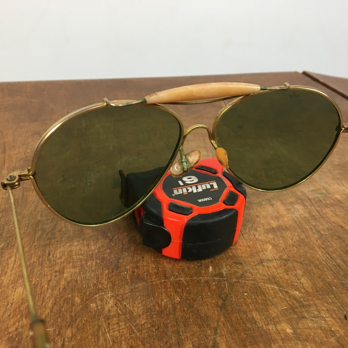 Vintage HOWSCO Aviator Sunglasses Vintage 50s 60s Hook Aviator Gold Sunglasses Police Cop Surf  main image 3
