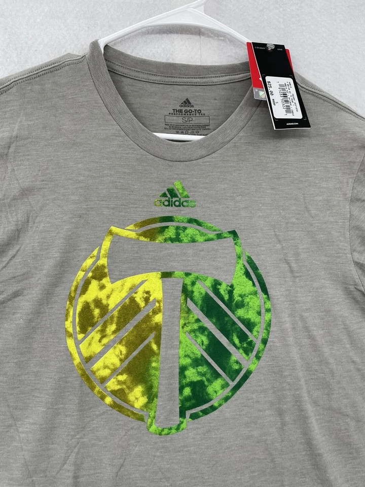 NUEVA $25 Camisa Portland Timbers Adulto Pequeña Gris Manga Corta MLS Fútbol Adidas Foto 2 de 4
