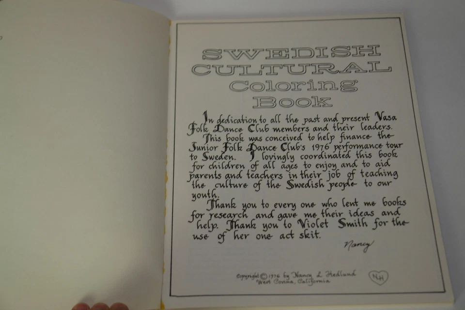 NEW 1976 Swedish Cultural Coloring Book by Nancy Hedlund Inscribed by Author - Image 2 of 4