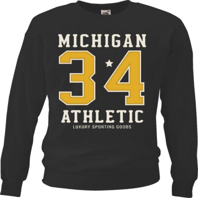 Sweatshirt MICHIGAN ATHLETIK 34 SPORT TEAM MEISTERSCHAFT COLLEGE USA AMERIKA LOS