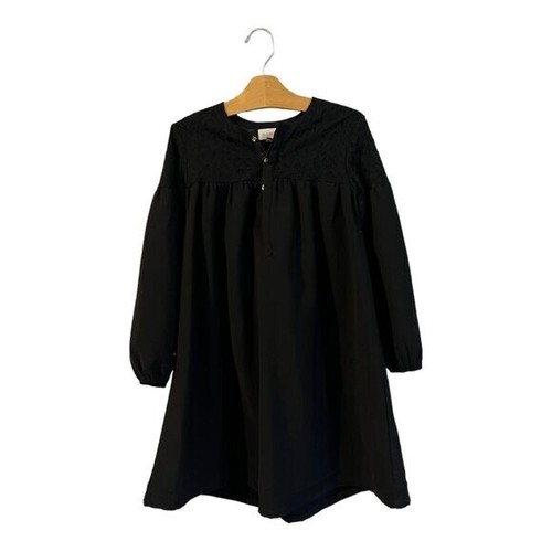 KLAI Kids Black Dress Formal Lace Trim Girls Size 8 A Line Shift Long Sleeve eBay