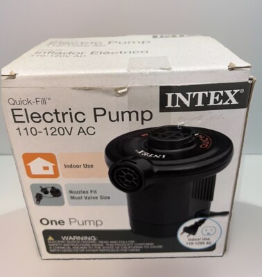 Intex Electric Air Pump Quick Fill 110-120V AC 3 Size Valves Universal Tested