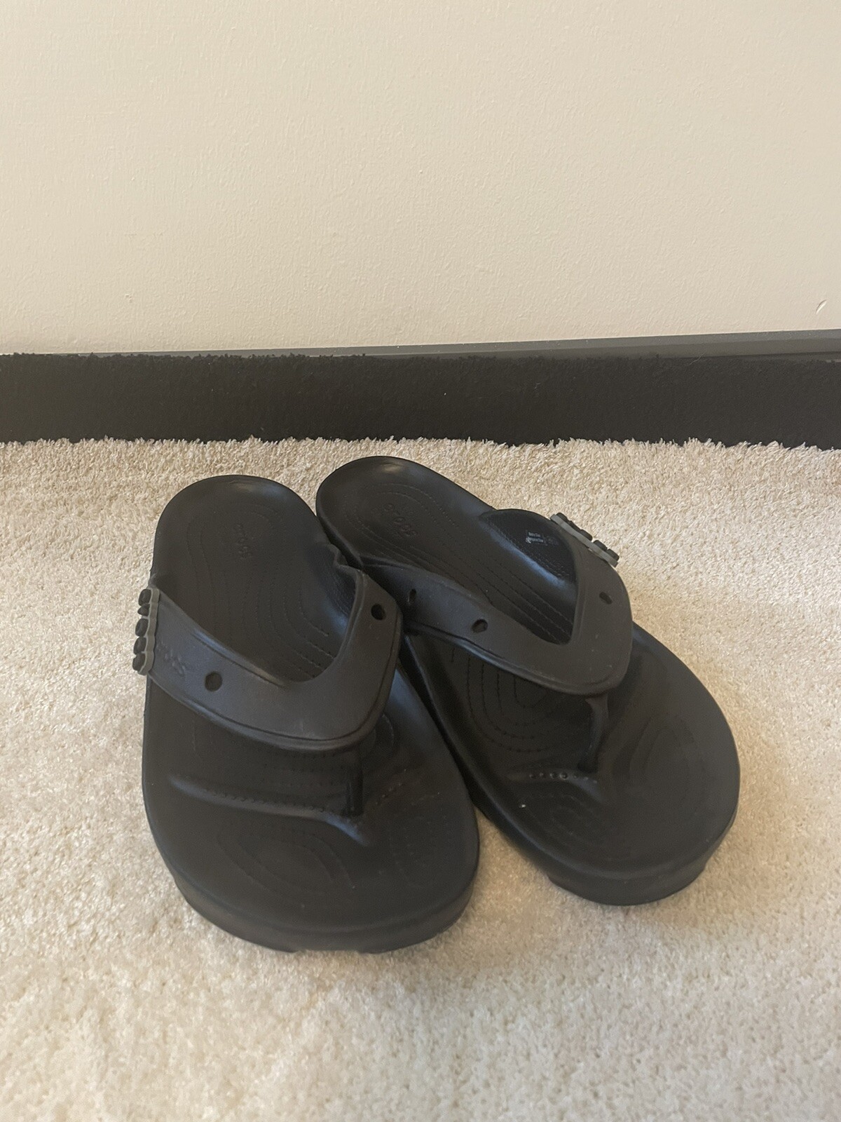 Crocs Classic Black Flip Flops Size 12 Lightly Used in Great Condition-image