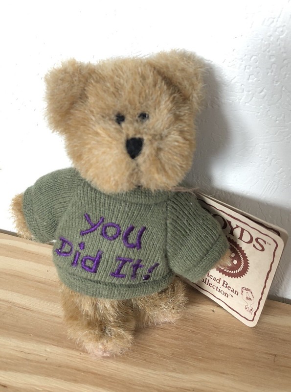 Boyds Bears YOU DID IT Shirt 4" Mini Brown Bear Thinking Of Ya Series Graduation