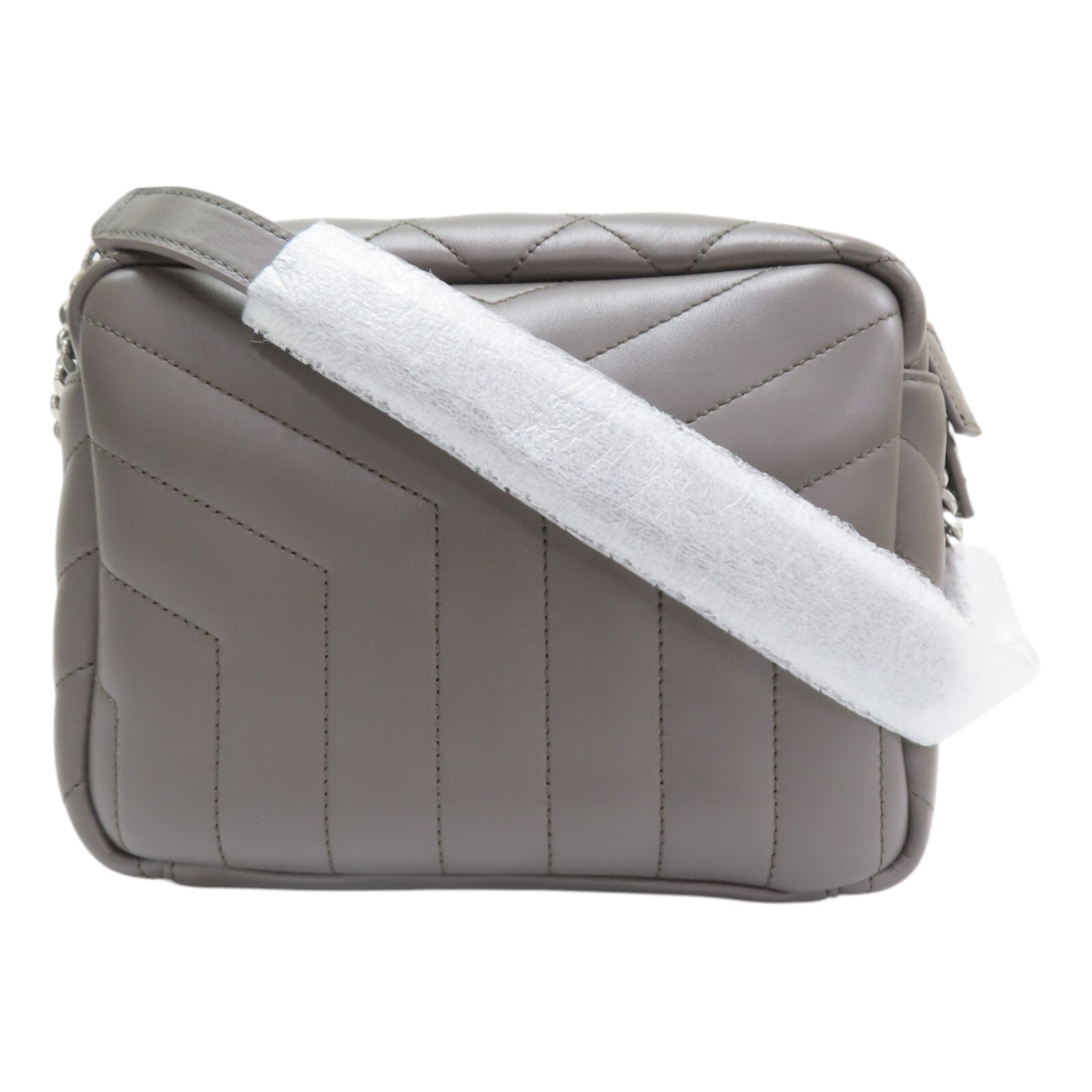 Borsa a tracolla SAINT LAURENT Loulou pelle di vitello grigio 574102