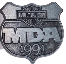 Vintage Old Harley Davidson Motorcycles Vest Hat Pin 1994 MDA Badge Shield '94