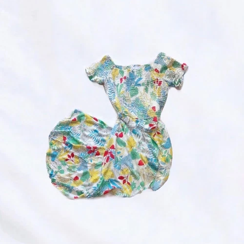 Lush Off The Shoulder Smocked White Floral Hi Low Multicolor Dress Size Medium
