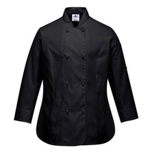 Portwest Rachel Womens Chefs Long Sleeve Jacket Black Xl