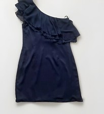 Nicholas Millington black designer dress One Shoulder Chiffon ruffle frill 12