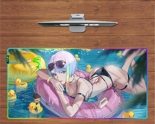 RGB LED Large Mouse Pad Cyberpunk Edgerunners Lucy Gaming Mat Mousepad Gift New - Picture 3 of 3