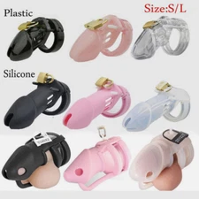 Shame Male Chastity Penis Cock Cage Device Plastic Silicone Lock Belt Sex Toys