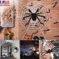 Halloween Spider Web Set With Large Spider Outdoor Yard House Scary Decoration