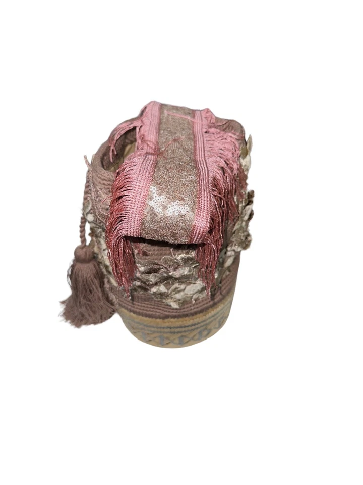 Mochila Colombiana Auténtica WAYUU Hecha a Mano Bandolera Bolso Bling Mejor Paja NUEVO Foto 4 de 4