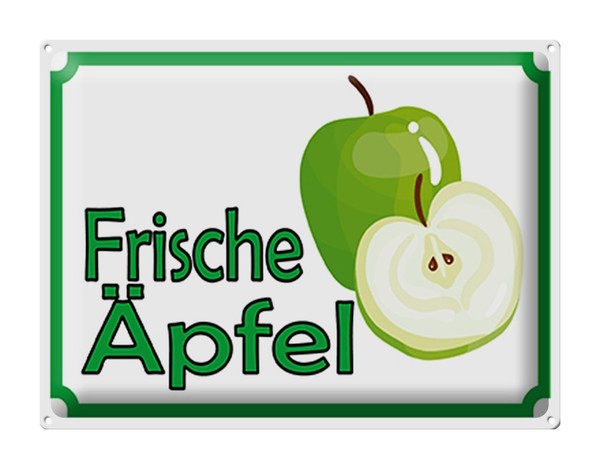 Blechschild Hinweis 40X30 Cm Frische ÄPfel Verkauf Hofladen Deko Schild Tin Sign-image