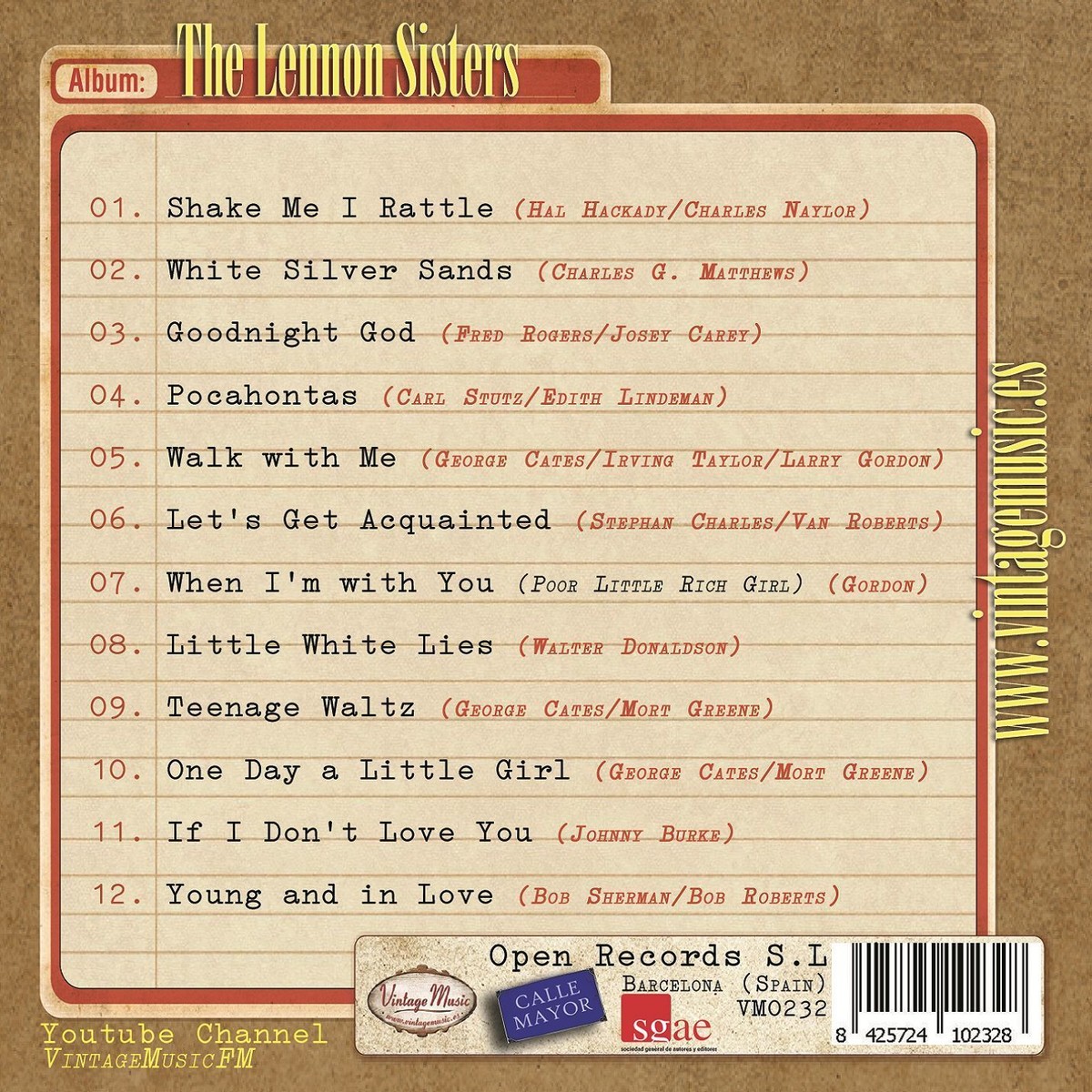 THE LENNON SISTERS CD Vintage Vocal Jazz / Oldies , Doo Wop