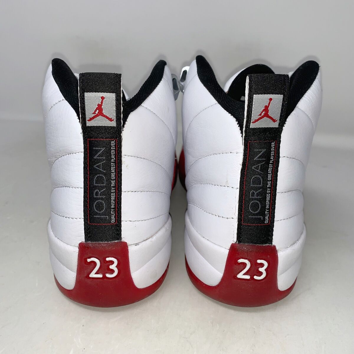 Air Jordan 12 'Cherry Red' White Sneakers, Size 4Y / 5.5W Air Jordan 12 'Cherry Red' White Sneakers, Size 4Y / 5.5W