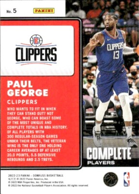 Donruss RC Paul George クリッパーズ ルーキー NBA 2022-23 Donruss #5 Paul George Complete Players Los Angeles