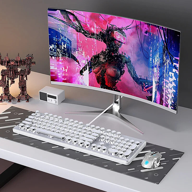 Retro Mechanical Gaming Keyboard with Non-Slip Wired Design, Green Axis, 108 Keys for Esports