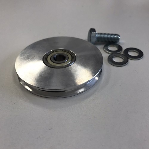 1 rodillo de desviación rodillo de cuerda guía, Ø63 mm aluminio, 4 mm ancho de cable, M8 (SAL8) - Imagen 1 de 3