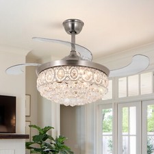 42 Remote Crystal Chandelier Retractable Ceiling Fans Modern 3 Color Led Light 42 Remote Crystal Chandelier Retractable Ceiling Fans Modern 3 Color Led Light