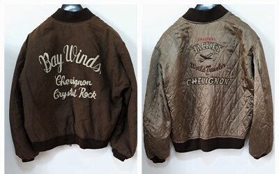 Vintage Chevignon Varsity Jacket BAY WINDS CRYSTAL ROCK Conquest  Reversible L 