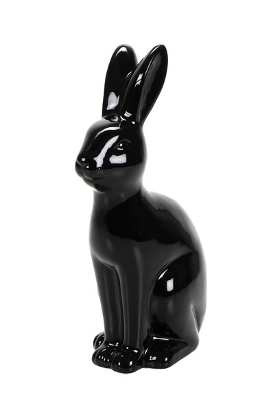 Hase Deko Figur Schwarz Keramik Osterhase Osterfigur Dekoration Osterdeko-image