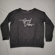 Buffalo David Bitton Sweater Womens XL Long Sleeve Pullover Good Vibes Black