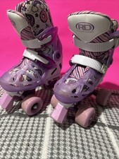 Roller Derby Girls Adjustable Quad Roller Skates Pink Purple Unicorn Size 12-2
