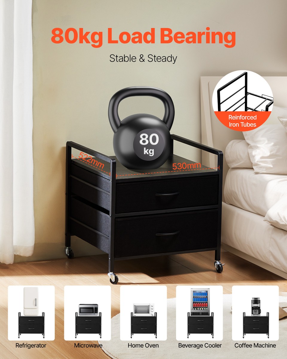 Mini Fridge Stand with Storage 176 lbs Black Mini Fridge Table 2