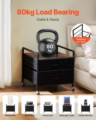 Mini Fridge Stand with Storage 176 lbs Black Mini Fridge Table 2