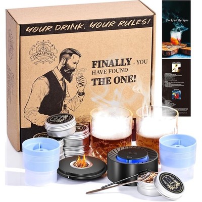Electric Whiskey Smoker Set mit 2 Glasses, 6 Geschmacksrichtungen Holzspäne, ...