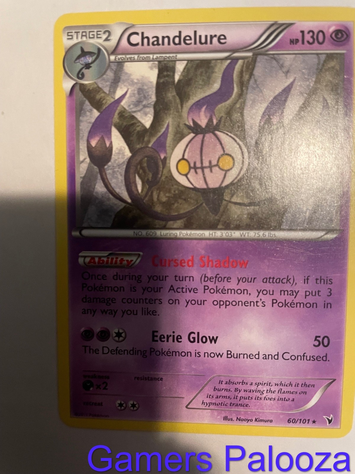 Chandelure 60/101 Rare Noble Victories Pokemon Lightly Played
