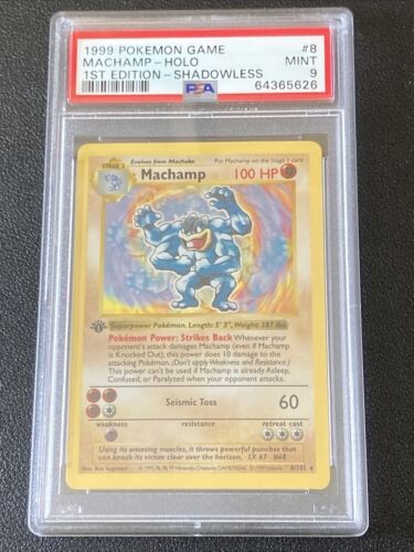 Pokemon Card Machamp 8/102 1st Edition Shadowless Base Set Holo PSA 9 Mint