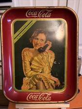 Original 1930's - Coca-Cola - Serving Tray - Girl On Phone/Yellow Dress - Rare