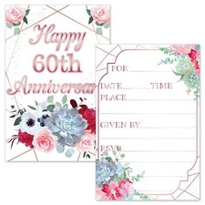 Feliz 60 Aniversario Boda Invitaciones Trabajo Tarjetas Pack De 30