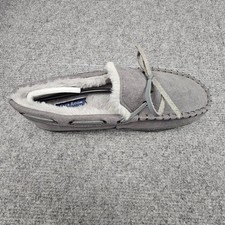 Club Room Mens Slippers Moccasin Faux Fur Lined Indoor Outdoor Grey XL 12-13
