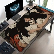 1pc Large Gothic Dark Fantasy Game Mouse Pad with Masked Girl Art - Non-Slip Ru