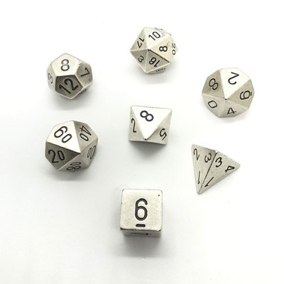 DND Dice Set-D&D Dice-16mm Silver Metal Polyhedral Dice Set-Dungeons and Drag...