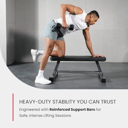 FF FINER FORM ESSENTIAL FLAT WEIGHT BENCH FOR YOUR HOME GYM - ‎GRAY