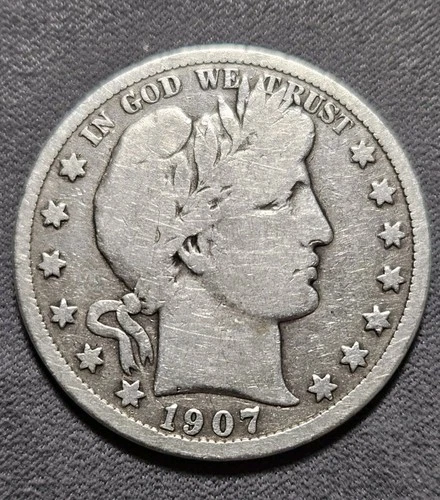 1907-D 50C Barber Half Dollar 90% Silver 3,856,000 Minted