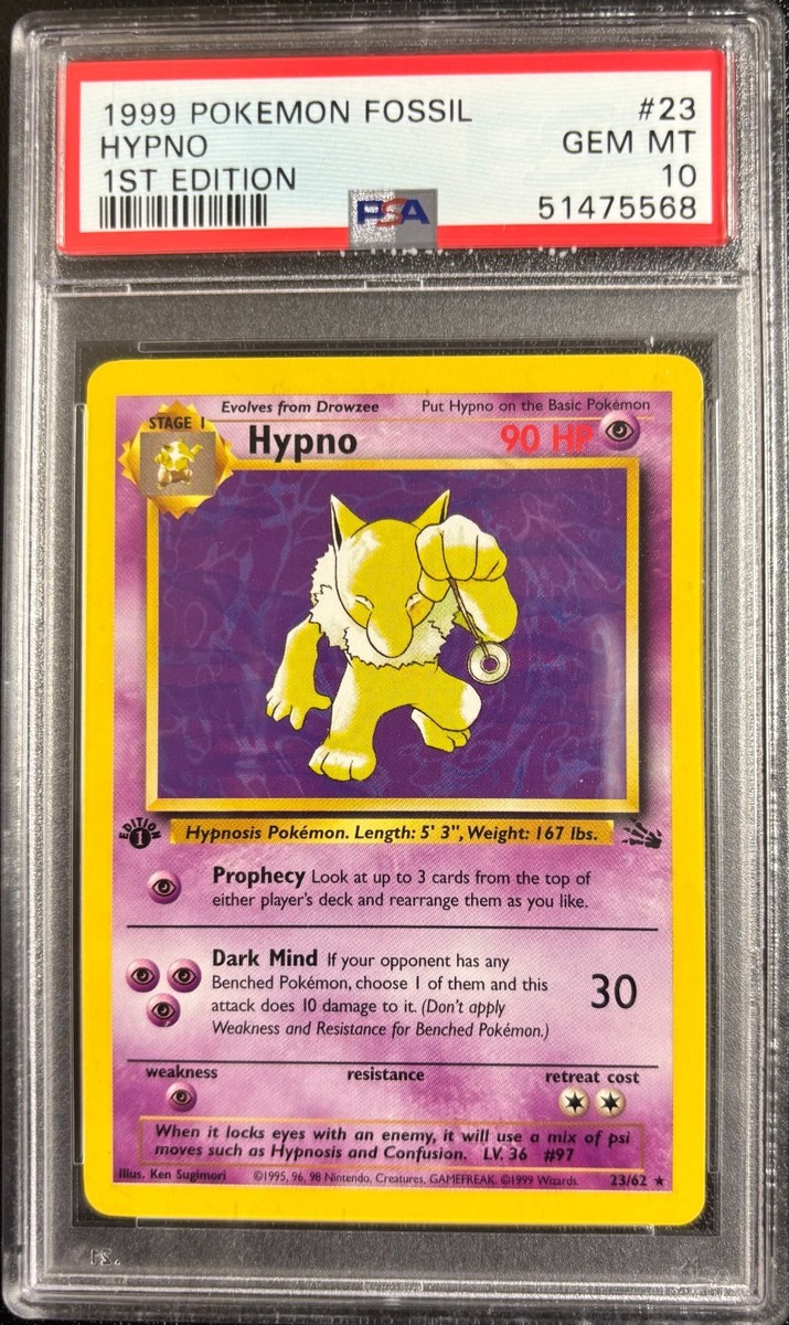 PSA 10 Hypno 23/62 1st Edition Fossil 1999 Pokemon Card | eBay
