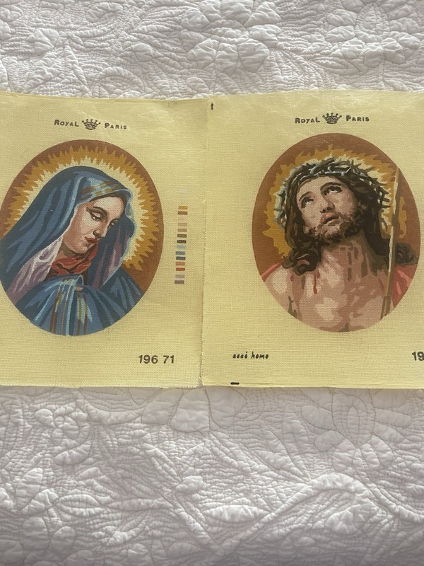 Jesus & Mary pair Needlepoint Canvas Royal Paris Petite Point