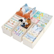Drawer Organizer Clothes - Dresser Organizer for Baby Clothes, 6 Pack Beige