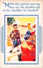 Cómic Antiguo PC-Mujeres Chismes-Tiene Peluca Nueva y Espolvorea Sal para Falsar Caspa