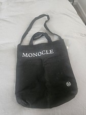 Monocle Magazine Tote Bag Black Canvas Shoulder Strap NWT