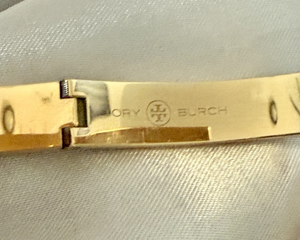 Brazalete mediano con bisagras de oro Tory Burch con incrustación de esmalte amarillo nuevo Foto 4 de 4